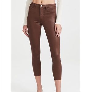 L’AGENCE Bordeaux glitter coated Margot skinny Jean. Size 27